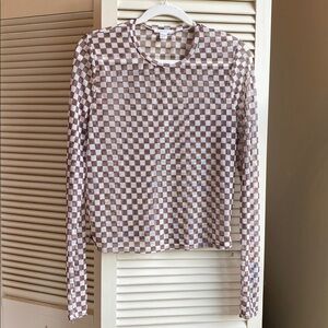 Tillys Full Tilt Checkered Mesh Long Sleeve Top